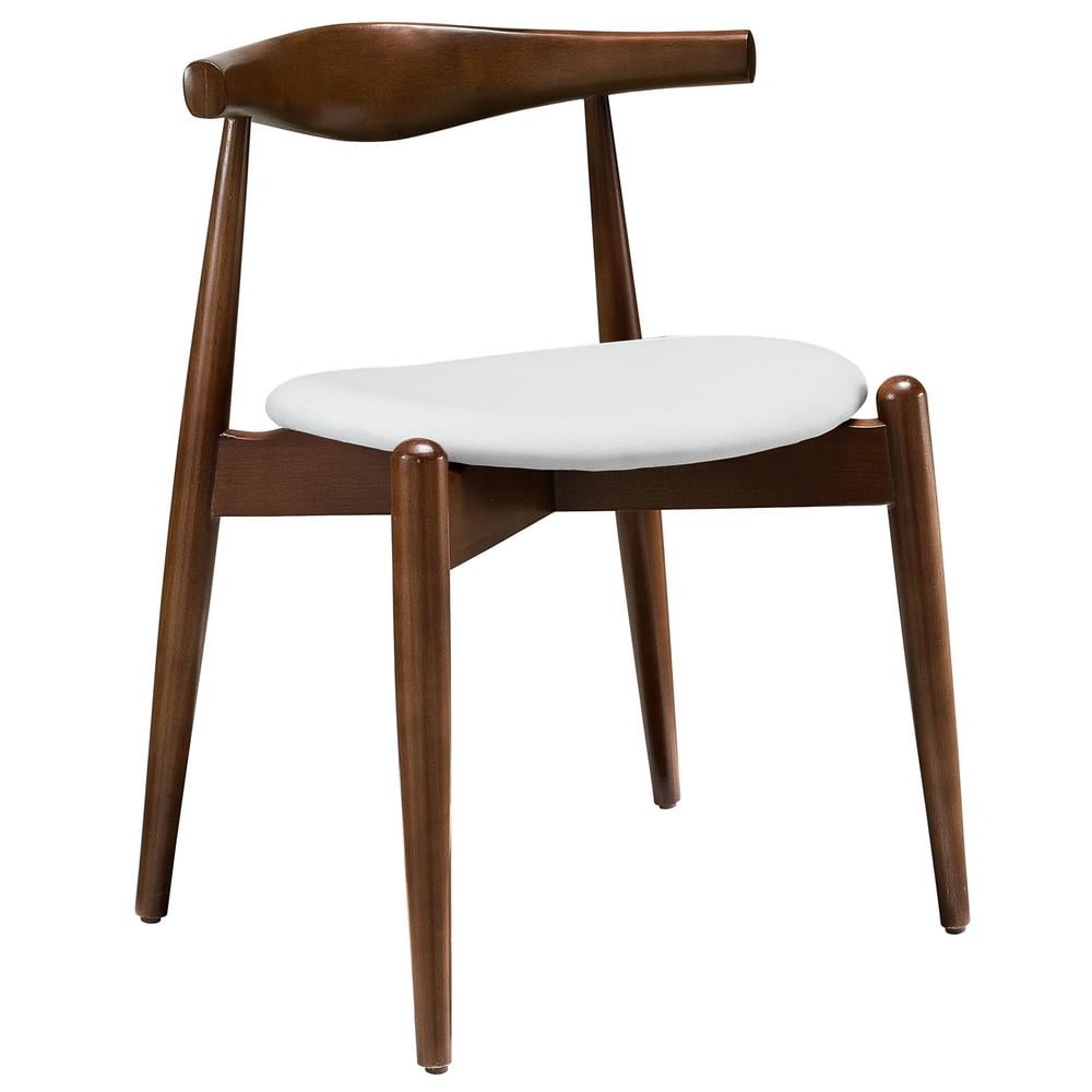 Dark Walnut White Upholstered Dining Side Chair