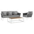 thumbnail image 1 of Modway Stance 3 Piece Outdoor Patio Aluminum Sectional Sofa Set in White Gray, 1 of 10