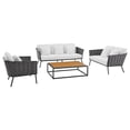 thumbnail image 1 of Modway Stance 4-Piece Aluminum & Fabric Patio Sofa Set in Gray/White, 1 of 16