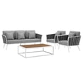 thumbnail image 1 of Modway Stance 4-Piece Aluminum & Fabric Patio Sofa Set in White & Gray, 1 of 10