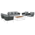 thumbnail image 1 of Modway Stance 6 Piece Outdoor Patio Aluminum Sectional Sofa Set in White Gray, 1 of 10