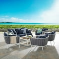 thumbnail image 1 of Modway Stance 6 Piece Outdoor Patio Aluminum Sectional Sofa Set in White Navy, 1 of 10