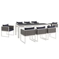 thumbnail image 1 of Modway Stance 9 Piece Outdoor Patio Aluminum Dining Set in White Navy, 1 of 10