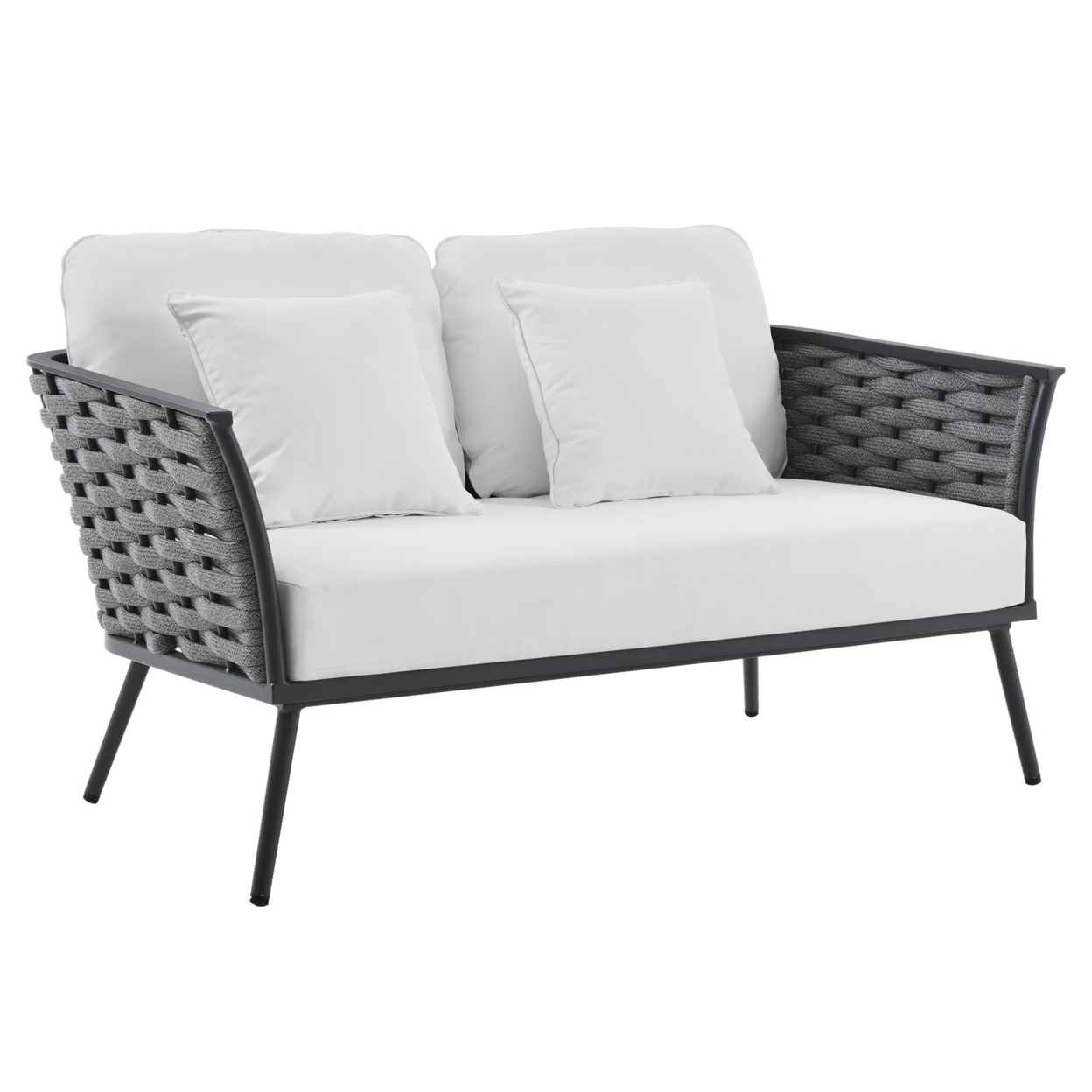 Modway Stance Aluminum & Fabric Patio Loveseat in Gra & White - image 1 of 8