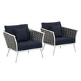 thumbnail image 1 of Modway Stance Armchair Outdoor Patio Aluminum Set of 2 in White Navy, 1 of 7