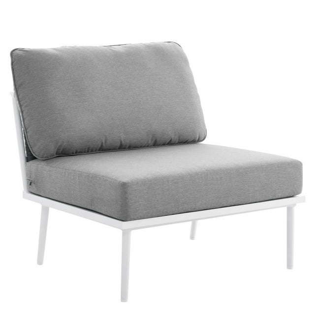 Modway Stance Modern Fabric & Aluminum Outdoor Armless Armchair in Gray