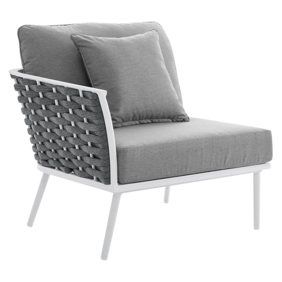 Modway Stance Modern Fabric & Aluminum Outdoor Left-Facing Armchair in Gray