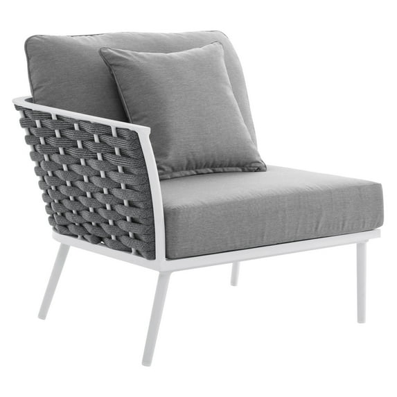 Modway Stance Modern Fabric & Aluminum Outdoor Left-Facing Armchair in Gray