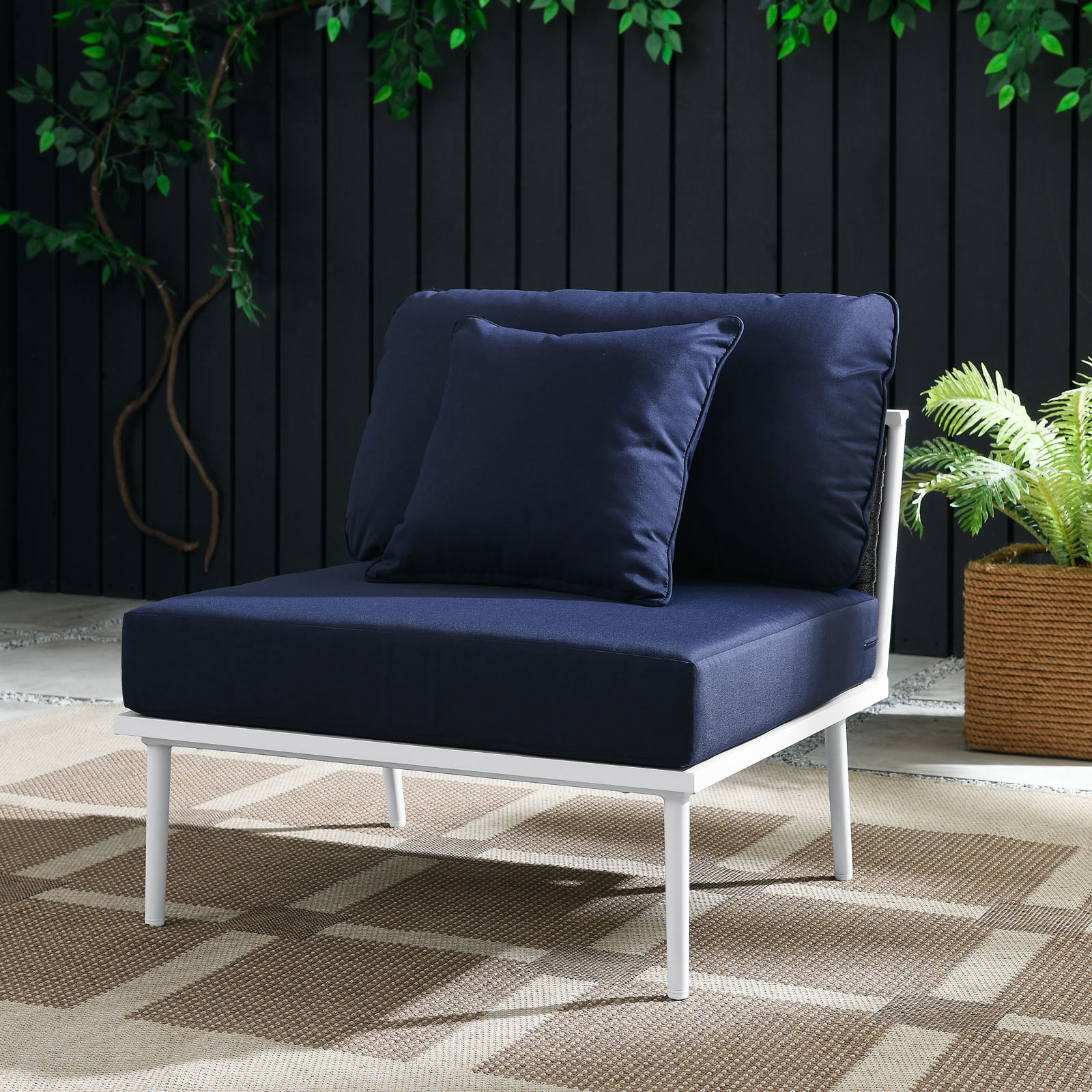 Stance Outdoor Patio Aluminum Armless Chair by Modway| Blue main image 0