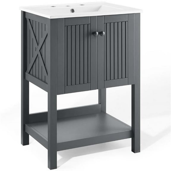 Modway Steam 24" Bathroom Vanity in Gray White