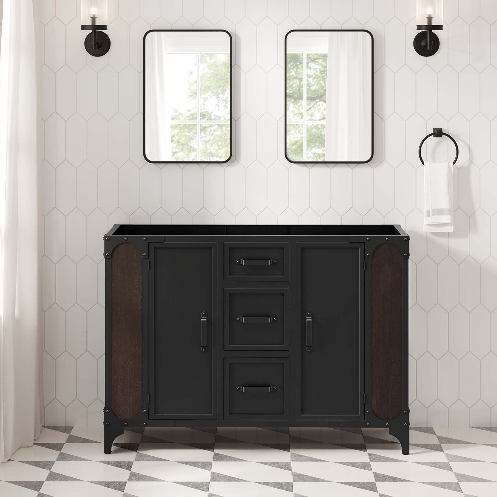 Steamforge 47" Black Walnut Double Bathroom Vanity Cabinet