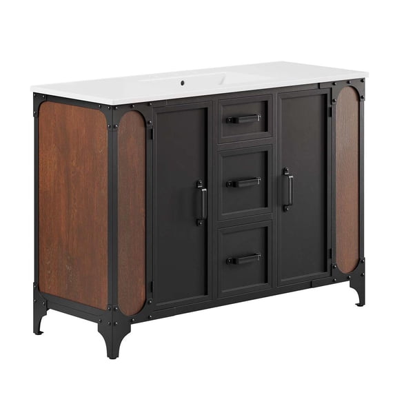 Modway Steamforge 48" Single Sink Bathroom Vanity in White Black