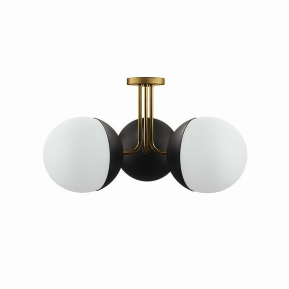 Modway Stellar 3-Light Semi-Flush Ceiling Light in Opal Satin Brass