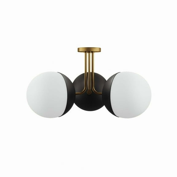 Modway Stellar 3-Light Semi-Flush Ceiling Light in Opal Satin Brass