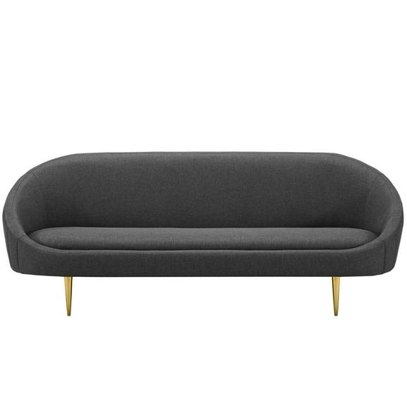 Modway Sublime Vertical Curve Back Performance Velvet Sofa in Gray/Gold