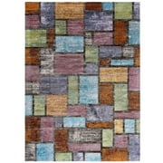 Modway Success 63x90.5" Nyssa Abstract Geometric Mosaic Area Rug in Multi-Color