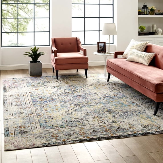 Tribute Ember Contemporary Modern Vintage Mosaic 5x8 Area Rug