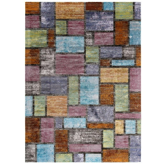 Modway Success Nyssa Abstract Geometric Mosaic 8x10 Area Rug in Multicolored