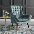 thumbnail image 1 of Modway Suggest Button Tufted Performance Velvet Lounge Chair in Light Blue, 1 of 6