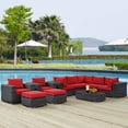 thumbnail image 1 of Modway Summon 10-Piece Aluminum and Rattan Patio Sectional Set in Canvas/Red, 1 of 9