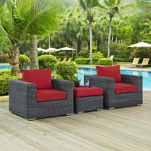 Modway Summon 3 Piece Outdoor Patio Sunbrella® Sectional Set, Multiple Colors