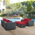 thumbnail image 1 of Modway Summon 5 Piece Outdoor Patio Sunbrella® Sectional Set in Canvas Red, 1 of 8