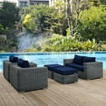 thumbnail image 1 of Modway Summon 5 Piece Outdoor Patio Sunbrella® Sectional Set in Canvas Navy, 1 of 8