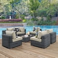 thumbnail image 1 of Modway Summon 7 Piece Outdoor Patio Sunbrella® Sectional Set in Canvas Antique Beige, 1 of 5
