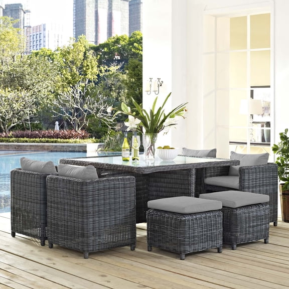 Modway Summon 9 Piece Outdoor Patio Sunbrella® Dining Set, Multiple Colors