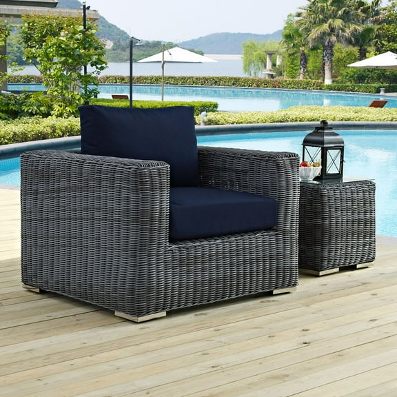Modway Summon Outdoor Patio Fabric Sunbrella® Armchair in Canvas Navy
