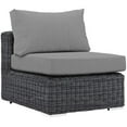 thumbnail image 1 of Modway Summon Aluminum and Rattan Patio Armless Sofa Chair in Canvas/Gray, 1 of 3