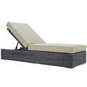 Modway Summon Aluminum and Rattan Patio Chaise Lounge in Canvas/Beige