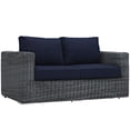 thumbnail image 1 of Modway Summon Aluminum and Rattan Patio Loveseat in Canvas/Navy, 1 of 6