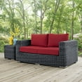 thumbnail image 1 of Modway Summon Aluminum and Rattan Patio Loveseat in Canvas/Red, 1 of 5
