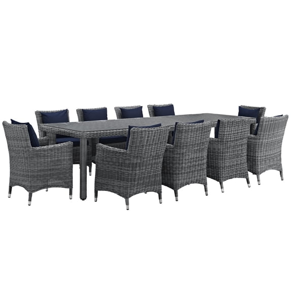 Summon 11 Piece Outdoor Patio Sunbrella� Dining Set