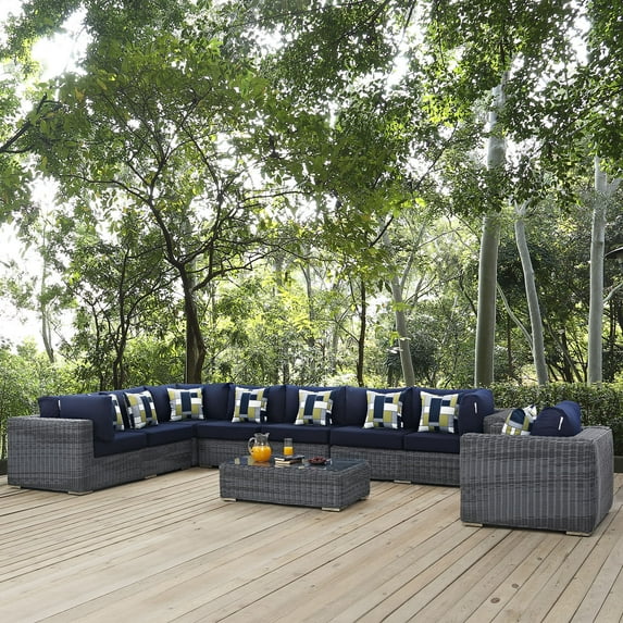 Modway Summon Outdoor Patio 7 Piece Sunbrella Sectional Set, Multiple Colors