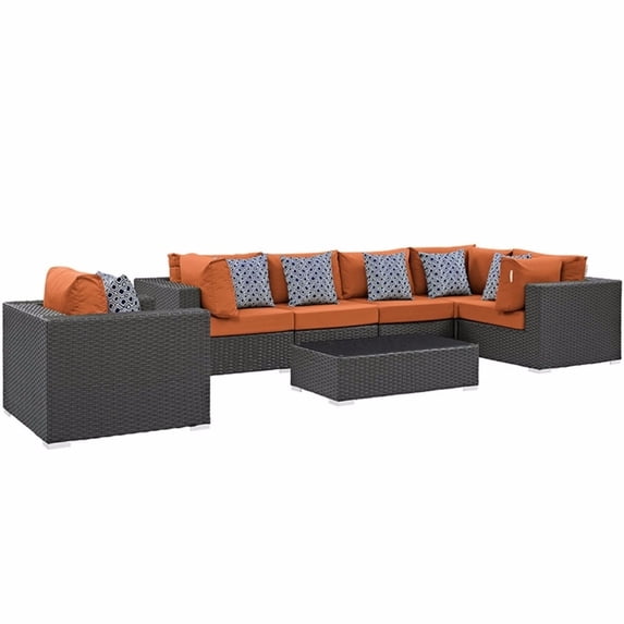 Modway Sojourn 7 Piece Sunbrella Outdoor Patio Sectional Conversation Set