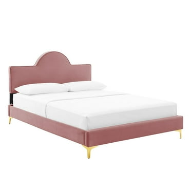 Modway Sunny Modern Style Performance Velvet Full Bed in Dusty Rose Pink