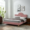 thumbnail image 1 of Modway Sunny Performance Velvet Twin Bed in Dusty Rose, 1 of 10