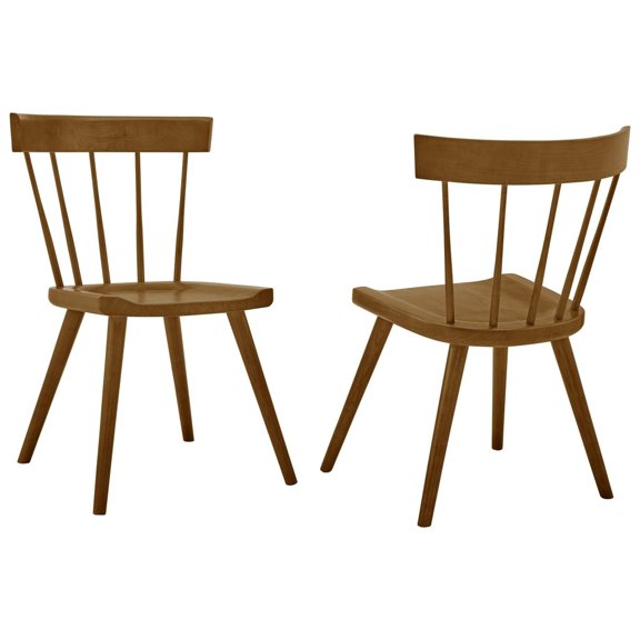 Modway Sutter 18" Elm Wood Dining Side Chair in Walnut (Set of 2)