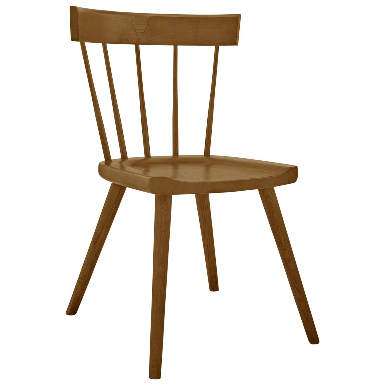 Sutter Modern Farmhouse Walnut Wood Side Chair with Spindle Detail