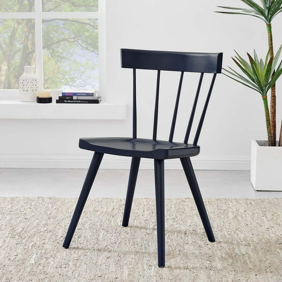Modway Sutter Wood Dining Side Chair in Midnight Blue