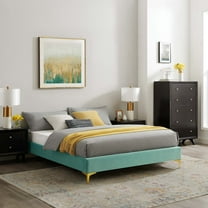 Modway Sutton King Performance Velvet Bed Frame in Mint