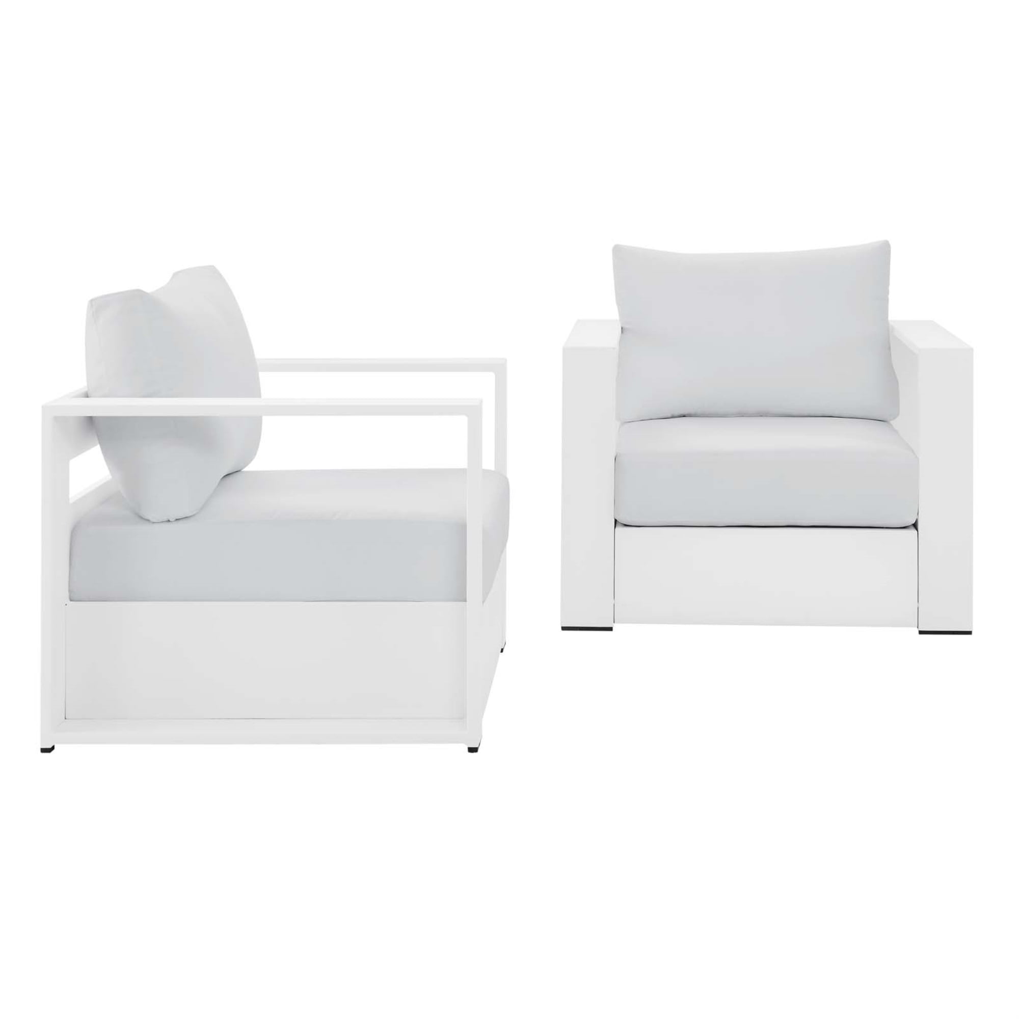 Tahoe White Aluminum Outdoor Armchair Set with Cushions