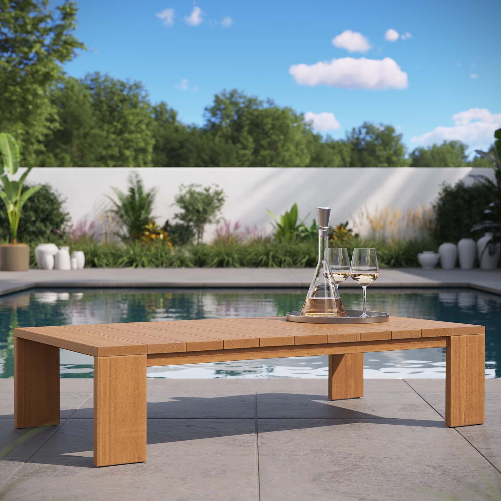 Tahoe Natural Acacia Wood Outdoor Patio Coffee Table