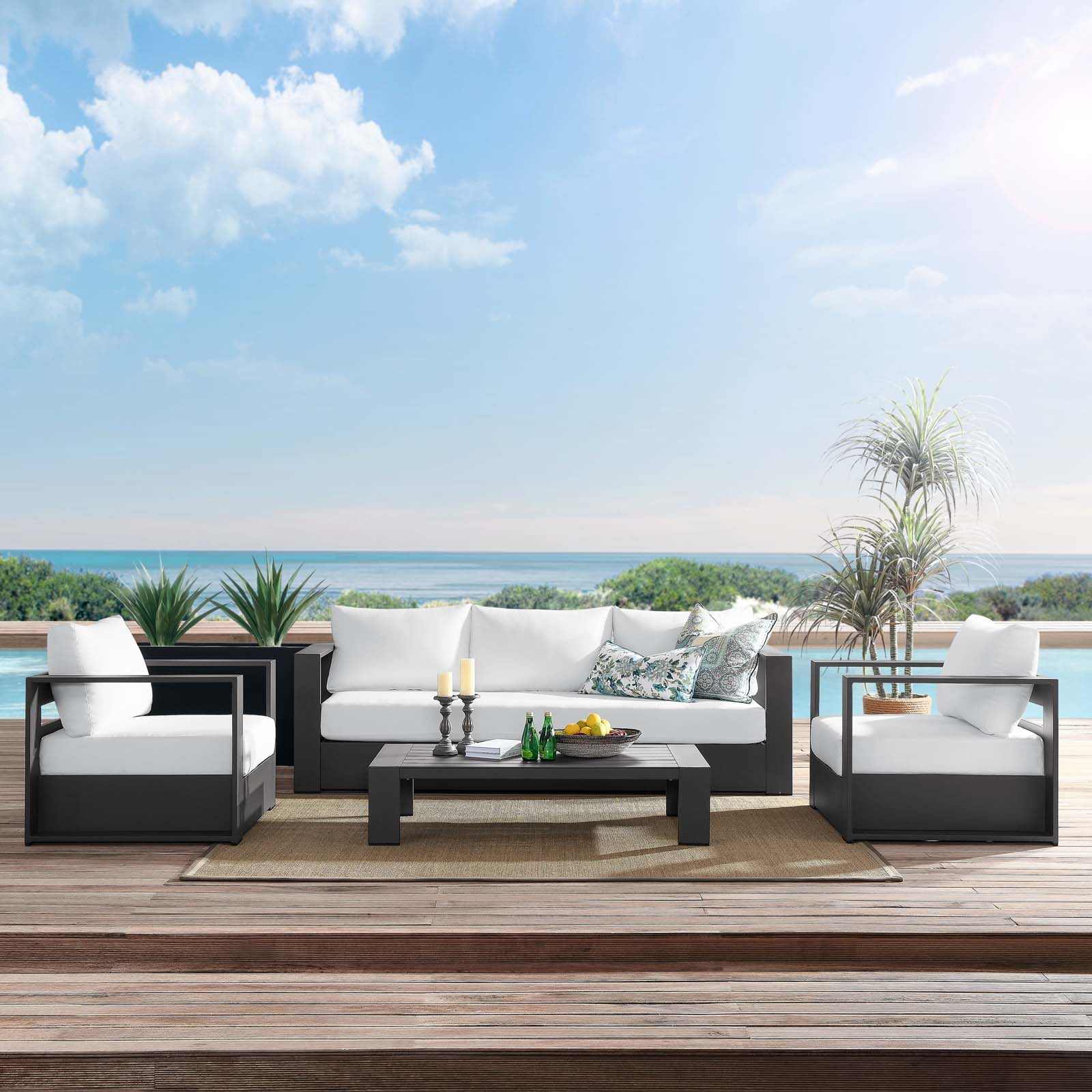 Modway Tahoe 4Piece Outdoor Patio Furniture Set, PowderCoated