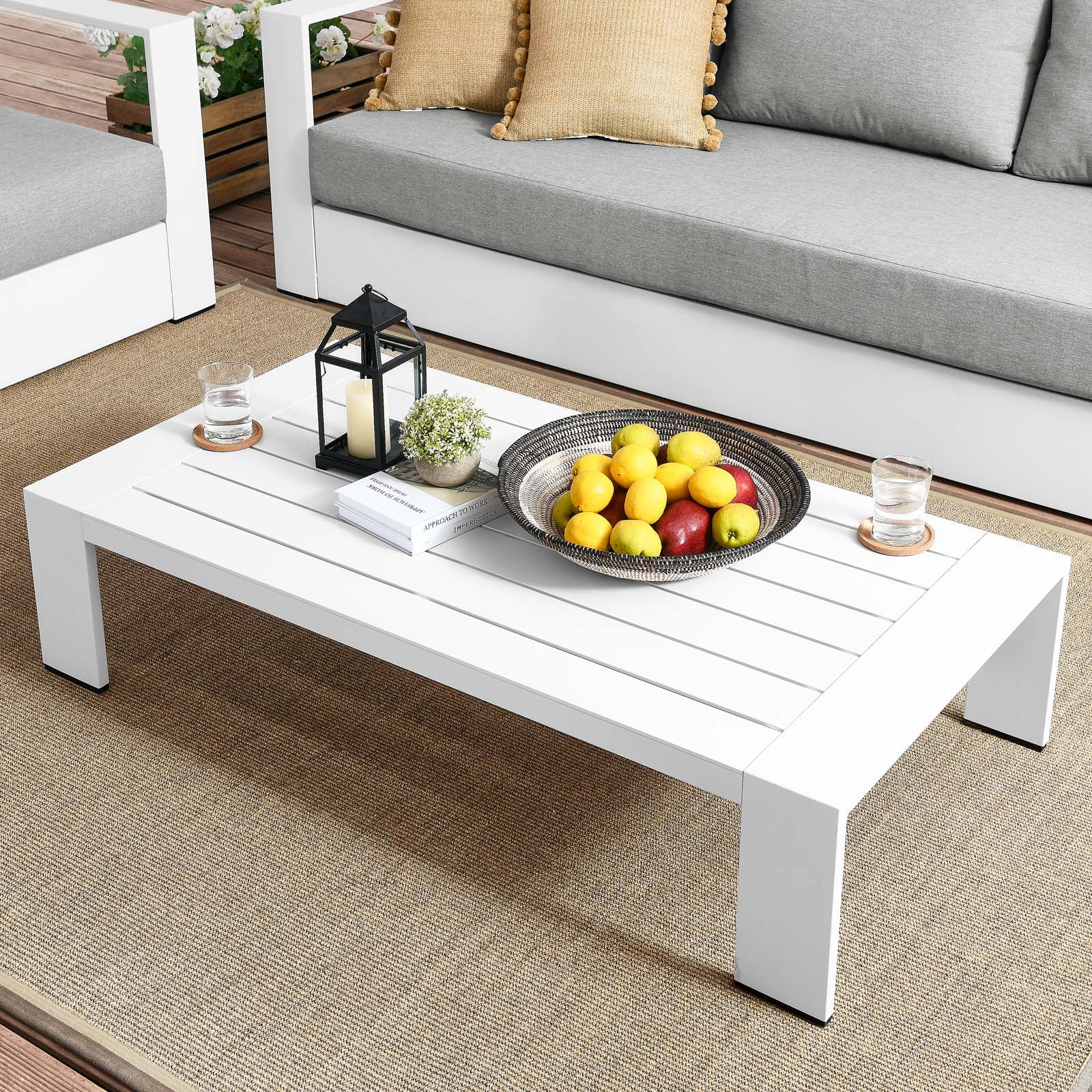 Tahoe White Powder-Coated Aluminum Outdoor Coffee Table