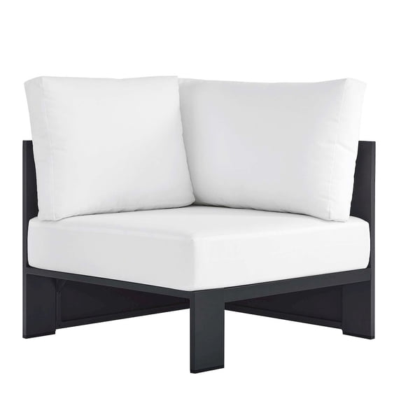 Tahoe Outdoor Patio Powder-Coated Aluminum Modular Corner Chair in Gray White