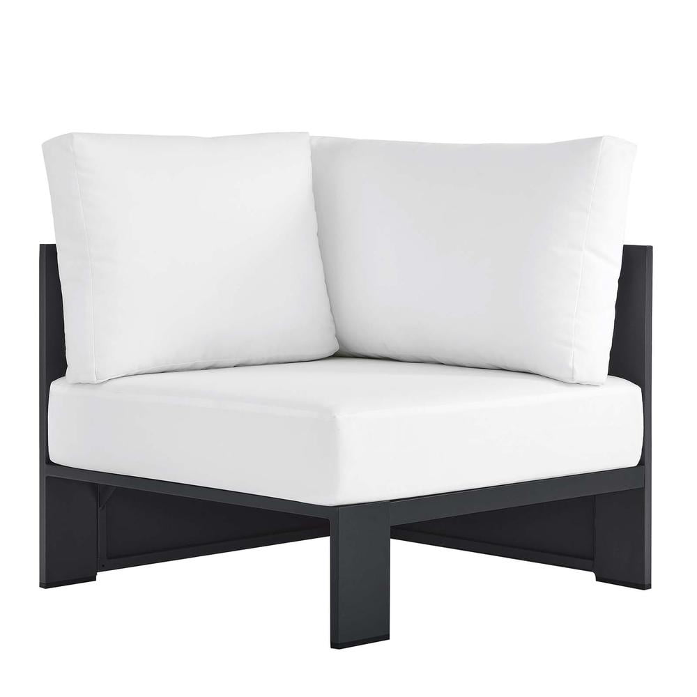 Tahoe Gray and White Aluminum Outdoor Corner Chair