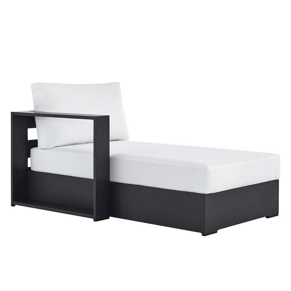 Modway Tahoe Outdoor Patio Powder-Coated Aluminum Modular Left-Facing Chaise Lounge in Gray White